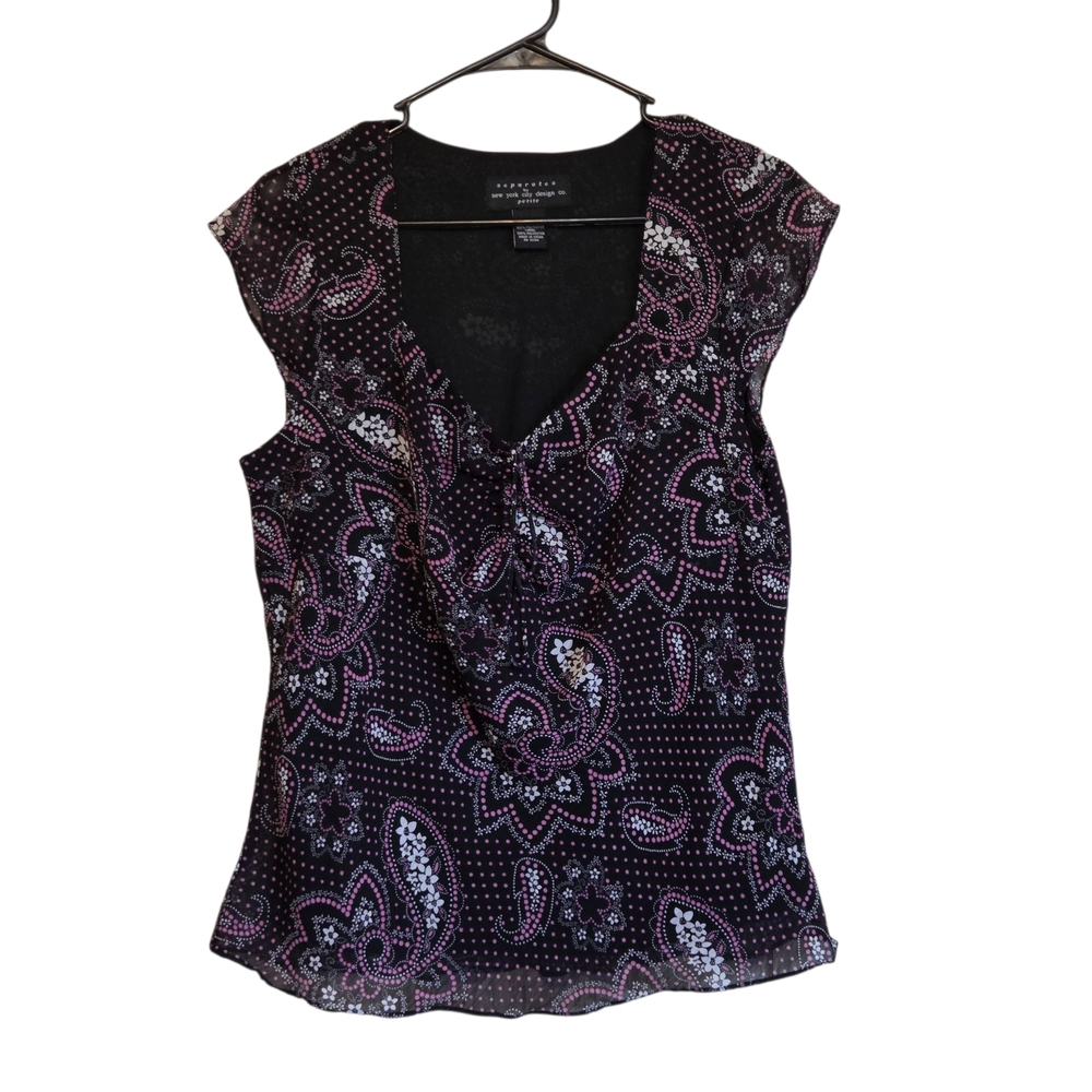 Y2k Black and Pink Paisley Blouse